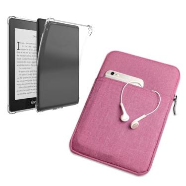 Imagem de enoxboo Capa para Kindle 11ª geração 2022, Modelo NO: C2V2L3, 1 Capa Traseira Ultra Macia e Flexível de TPU Transparente e 1 Bolsa de Manga, 6 Polegadas