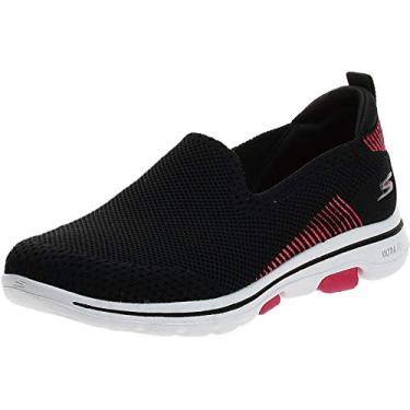 Imagem de Skechers Women's Go Walk 5-Prized Sneaker, Black/Pink, 8.5 W US