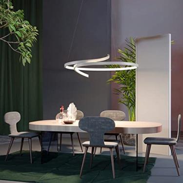 Imagem de Lustre moderno de LED em formato redondo, luminária pendente de acrílico regulável com controle remoto, luminária pendente ajustável para sala de jantar, decoração de sala de estar