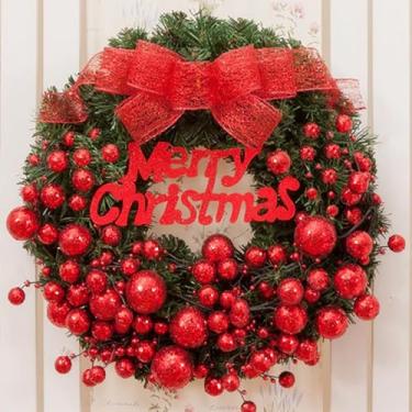 Imagem de Guirlandas de Natal de 11-31 polegadas para porta da frente, decoração de Natal, lareira interna e externa, com bolas, flores, decorações de Natal para festas de fim de ano, mesa de parede, decoraçã