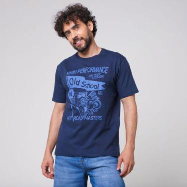 Imagem de Camiseta Manga Curta Estampa Corrida De Carro Azul - Id Casual