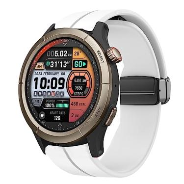 Imagem de Compatível com Amazfit Cheetah Pro Band, Lamshaw Quick Release Soft Silicone Magnetic Buckle Sport Replacement Straps Accessories Compatível com Amazfit Cheetah Pro / Cheetah / GTR 47mm / GTR 2 / GTR 3 / GTR 3 Pro / GTR 4 / GTR 2e / Falcon / Stratos Smartwatch (Branco)