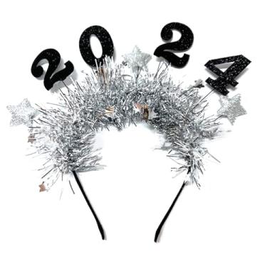 Imagem de Faixa de cabeça de festa feliz ano novo 2024 faixa de cabeça festa de ano novo DIY adereços cabine de fotos feliz ano novo decoração de festa estrela faixa de cabeça