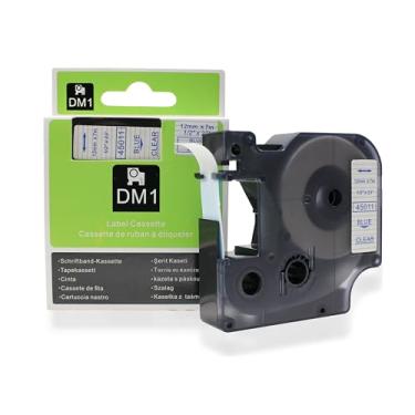Imagem de Fita Refil Compatível D1 45011 Transparente Incolor com letra azul 12mm para Rotulador Dymo LM150 LM160P LM210D LM420P LM500TS Color Pop