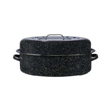 Imagem de Granite Ware Torradeira oval de 48 cm com design de aço esmaltado de tampa para acomodar até 9 kg de aves/assados. Resiste até 500 °C