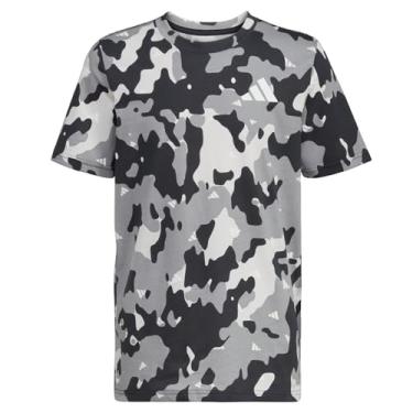 Imagem de adidas Camiseta masculina manga curta algodão Allover Bos, Camuflagem cinza preto, M