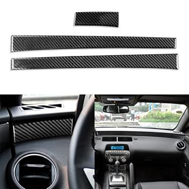 Imagem de NVCNX Painel de painel de fibra de carbono premium real copiloto capa de painel lateral tira interior do carro painel acessórios compatíveis com Chevrolet Camaro 2010 2011 2012 2013 2014 2015 3 peças preto