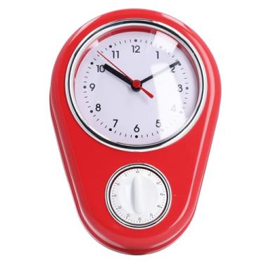 Imagem de Relógio de quartzo de 23 cm, temporizador de cozinha silencioso e transparente, relógio de parede de estilo conciso, operação simples, horário preciso para casa (vermelho)
