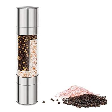 Imagem de Moedor de sal e pimenta 2 em 1 - Moedor de sal e pimenta bidirecional com espessura ajustável - Moedor de café para moedores manuais grossos e finos domésticos e externos