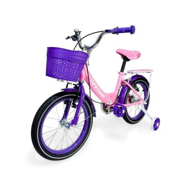Imagem de Bicicleta com rodinha de menina Rosa Love com com cesto Uni Toys