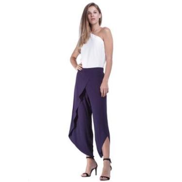 Imagem de Calça Pantacourt Transpassada Malha Azul Marinho - G - Veste do 44 ao 46-Feminino