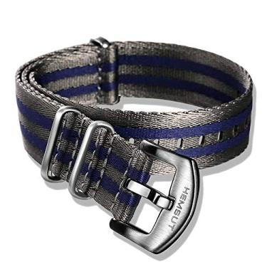 Imagem de Pulseira de relógio de nylon balístico militar, pulseiras de relógio macias de 24 mm para homens, substituição de nylon casual do cinto de segurança com fivela escovada para serviço pesado