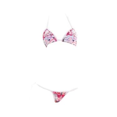 Imagem de QNCLO Biquíni feminino sexy cosplay de três pontos anime japonês kawaii lindo maiô vazado terno justo, Vermelho, Tamanho Único