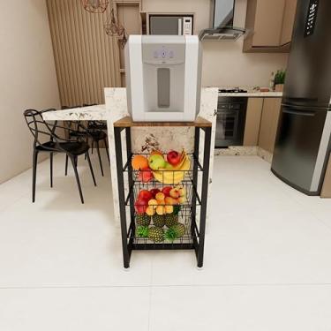 Imagem de Fruteira De Chão Para Cozinha Preto (Tampo Amêndoa)