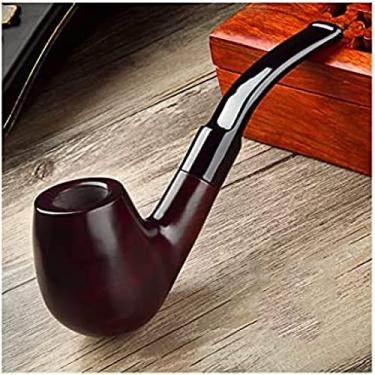 Imagem de Cachimbos de tabaco masculinos portáteis, cachimbo de madeira vintage esculpido à mão com filtro, Aldult curvo masculino, conjunto de cachimbos para fumantes, Brown6,4,5x15cm