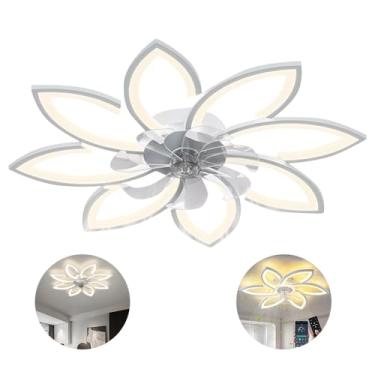 Imagem de Ventiladores de teto modernos com luzes,Ventilador de teto embutido com controle remoto por aplicativo,Ventilador de teto de perfil baixo com LED regulável e 6 velocidades para quarto (42, Watts)
