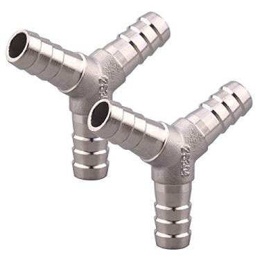 Imagem de DERPIPE Farpa de mangueira de aço inoxidável de 1,27 cm, 3 vias em forma de Y Wye Union Divisor de montagem (pacote com 2)