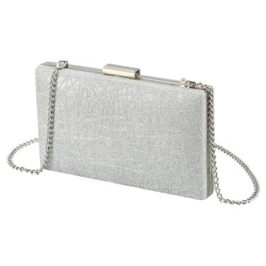 Imagem de Savatano Bolsa de mão dourada, bolsa de mão dourada para mulheres, noite, casamento, coquetel, festa, noite, bolsa de ombro a tiracolo, Prata F