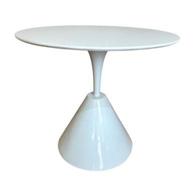 Imagem de Mesa De Jantar Cone Redonda Masp 80 Cm Tampo Laca Branca Base Branca Cor Branco