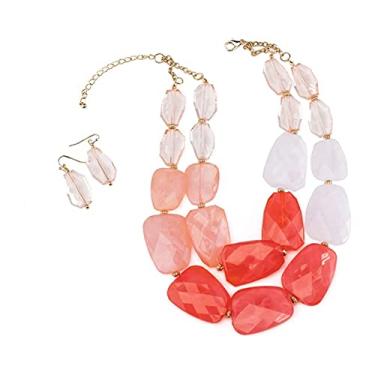 Imagem de Olivia Welles Conjunto de joias de colar e brinco de declaração de neutros necessários, Resina Metal base banhado a ouro Resina, resina