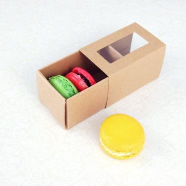 Imagem de 25 conjuntos de caixas marrons Kraft para 3 macarons ($1,30 por conjunto de caixa de macaron)