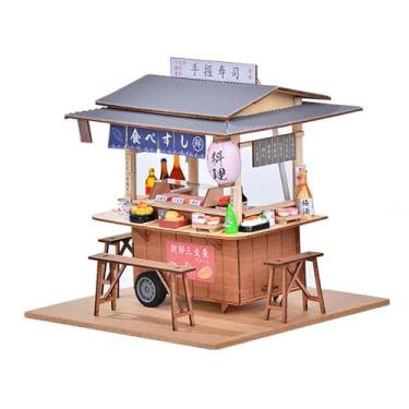 Imagem de MERIGLARE Kits de casa de bonecas, mini loja de sushi, modelo de presente montado, casa de brinquedo, móveis, kits para sala de estar, prateleira doméstica,