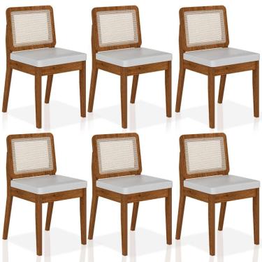 Imagem de Kit 6 Cadeiras Sextavada Sydney Freijó/corino Branco - M. Arapongas