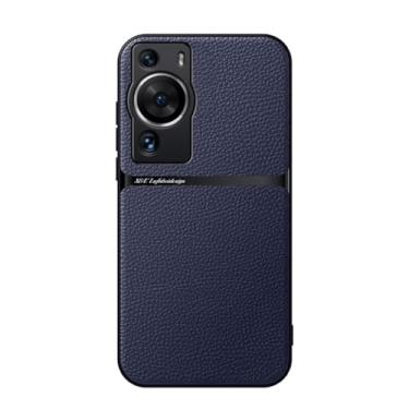 Imagem de Kepuch Capa para Huawei P60 Pro - Litchi Grano Case Placa de Metal Embutida - Azul