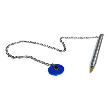 Imagem de Caneta Fixa Com Corrente P/ Balcão Mesa Tipo Moeda - XPTO, Azul