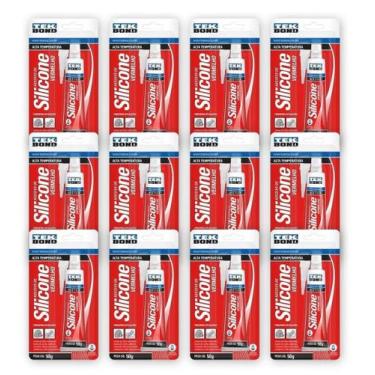 Imagem de Kit 12 Cola Silicone Alta Temperatura 50g Vermelho Tekbond