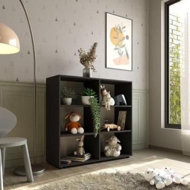 Imagem de Estante Infantil Organizadora 6 Nichos Theo Yescasa Preto Perfect Touc