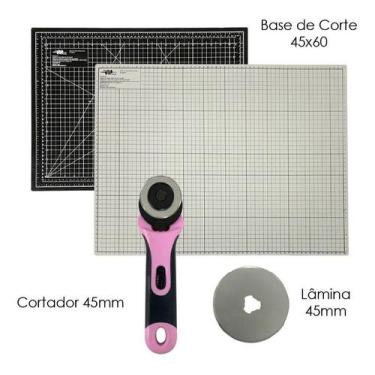 Imagem de Base Corte Patchwork 60x45 Verde Rosa Preta Cinza Cortador45 - Artmak