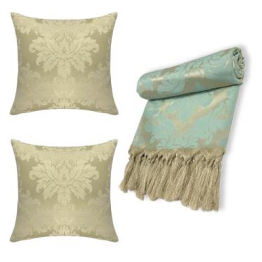 Imagem de Manta Xale para Sofá Jacquard Medalhão Grande Com 2 Capas Varias Cores