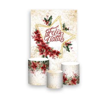 Imagem de Painel De Festa Vertical 1,50 x 2,20 + Trio De Capas Cilindro - Natal 