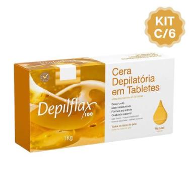 Imagem de Kit 6 Cera Quente Depilatória Profissional Natural Mel Depilflax Barra