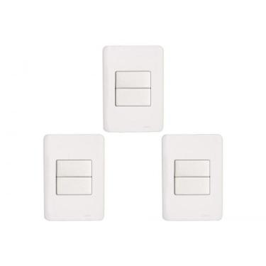 Imagem de Kit C/3 - Conjunto Perlex Aros 4X2 Branco Com Placa(2Simp...
