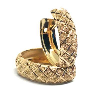Imagem de Brinco de ouro 18 k Argola Bordado . - Elegancy Joias