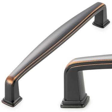 Imagem de Koofizo 1817 Puxador de arco de pé quadrado para quarto, armário de banheiro, armário de mesa, gaveta, cômoda, cozinha, Screwhole Distance: 5"/128mm, Oil-Rubbed Bronze