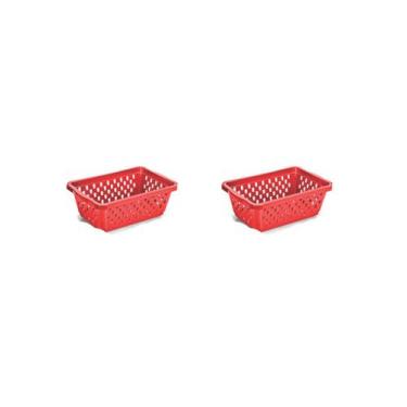 Imagem de Kit 2 Cesto Organizador Multiuso Médio  Vermelho - 123 Organizei
