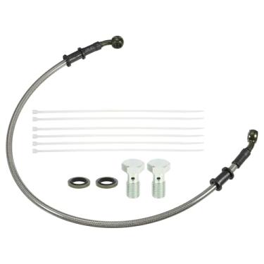 Imagem de uxcell 1 conjunto de mangueira de linha de embreagem ou freio hidráulico de motocicleta de 60 cm universal para motocicleta, moto suja, quadriciclo, scooter com parafusos