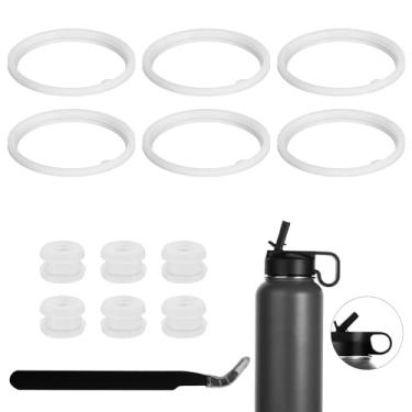 Imagem de PEUTIER 13 peças de substituição de tampa de garrafa de água para garrafa térmica 24/32/40/1,814 g, junta de garrafa de água com pinça, anel de vedação de copo de água de silicone, acessórios de