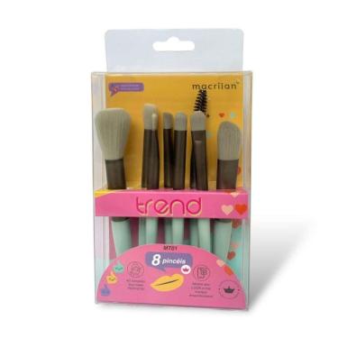 Imagem de Kit 8 Pincéis Maquiagem Macrilan Trend Cerdas Sintéticas