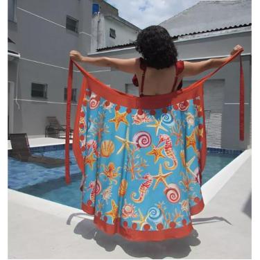 Imagem de Saída de Praia Saia Pareô Transpassada em Sedinha Veste do P ao Plus S
