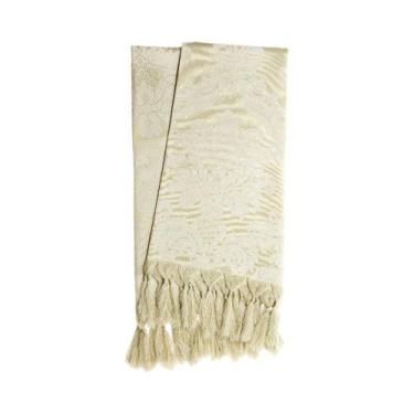 Imagem de Manta para sofá em Tecido Jacquard Bege Medalhão Tradicional - Jacquar