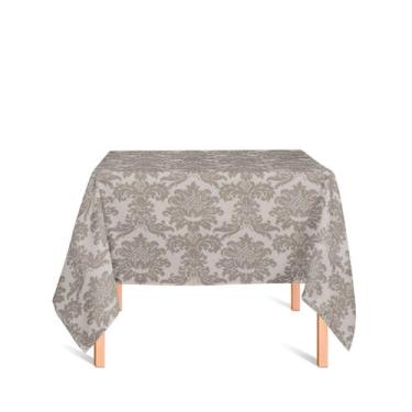 Imagem de Toalha de Mesa Quadrada em Tecido Jacquard Marrom Acinzentado e Bege M