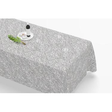 Imagem de Toalha De Mesa Retangular 12 Lugares Tecido Oxford Arabesco Cinza Prat