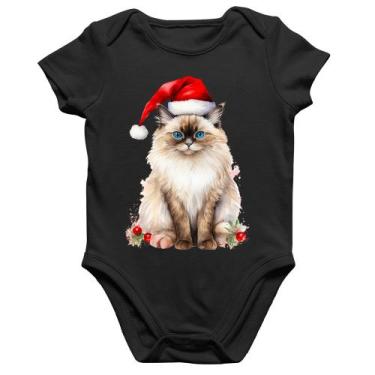 Imagem de Body Bebê Algodão Gato Natalino - Foca na Moda, Preto, G