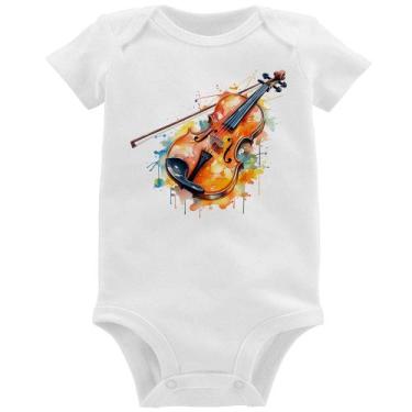 Imagem de Body Bebê Violino Watercolor - Foca na Moda, Branco, G