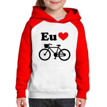 Imagem de Moletom Infantil Eu Amo Bicicleta - Foca na Moda, Branco, Vermelho, 8