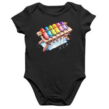 Imagem de Body Bebê Algodão Xilofone - Foca na Moda, Preto, G